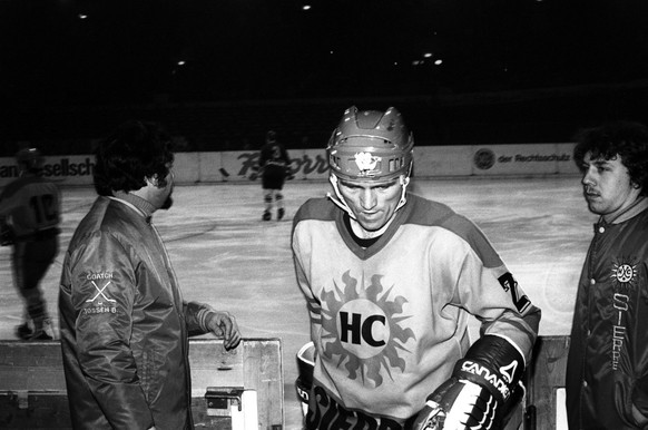 Jacques Gerard Lemaire, Spielertrainer vom HC Sierre, aufgenommen im Februar 1981. (KEYSTONE/Str)